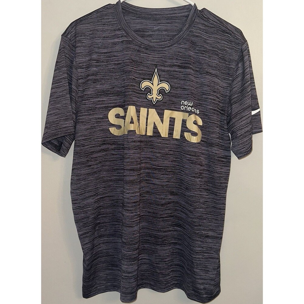 Nike Dri Fit New Orleans Saints NFL Heathered Gray Short Sleeve T-Shirt L